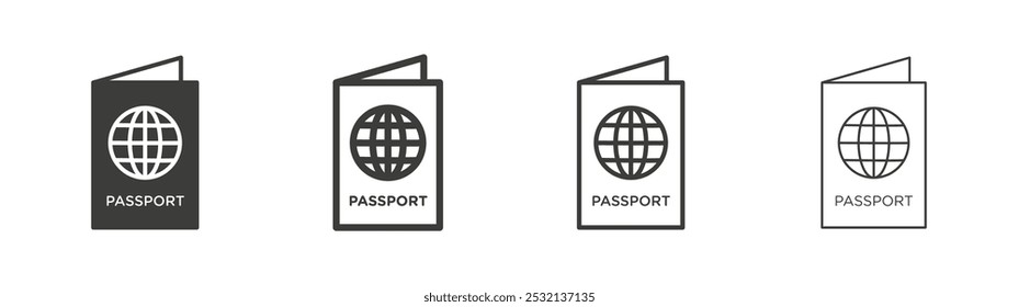 Ícone Passport em tamanhos de preenchimento e três traçados