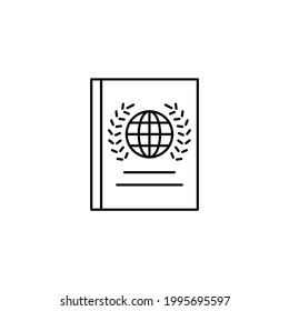 passport icon in flat black line style, isolated on white background 