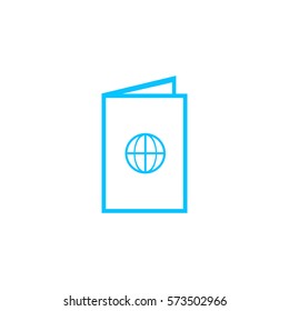 Passport icon flat. Blue pictogram on white background. Vector illustration symbol