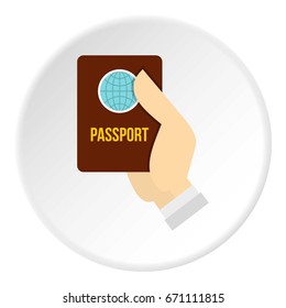 Passport icon in flat circle isolated vector illustration for web