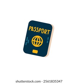 Passport icon in flat color style. Travel tourism vector illustration on white isolated background.