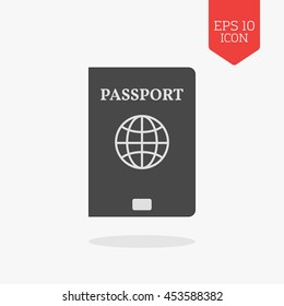 Passport icon. Flat design gray color symbol. Modern UI web navigation, sign. Illustration element