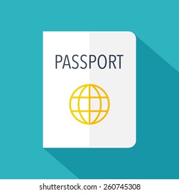 Passport icon. Flat design. Vector illustration