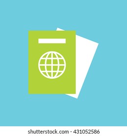 Passport icon. Flat design. Vector illustration