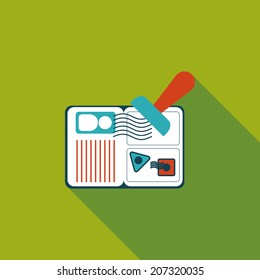 Passport icon, flat icon with long shadow