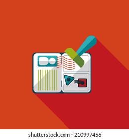 Passport icon, flat icon with long shadow
