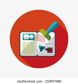 Passport icon, flat icon with long shadow