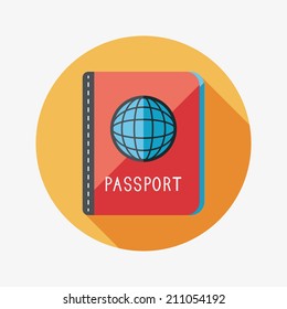 Passport icon, flat icon with long shadow