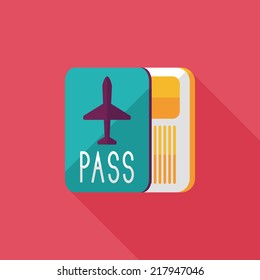 Passport icon, flat icon with long shadow