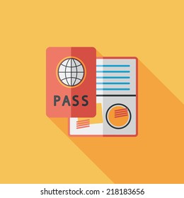 Passport icon, flat icon with long shadow