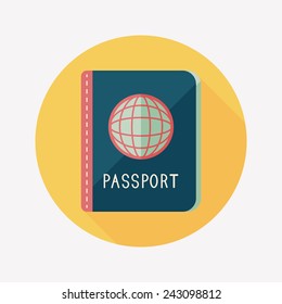 Passport icon, flat icon with long shadow