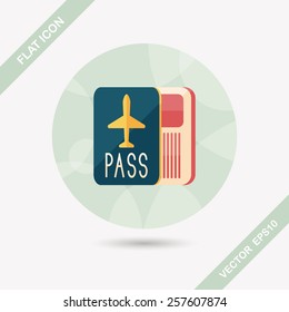 Passport icon, flat icon with long shadow