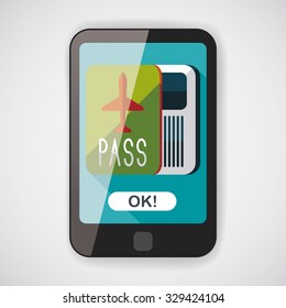 Passport icon, flat icon with long shadow