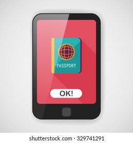 Passport icon, flat icon with long shadow