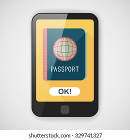 Passport icon, flat icon with long shadow