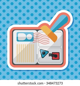 Passport icon, flat icon with long shadow