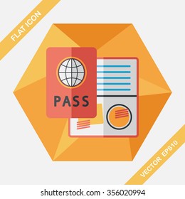 Passport icon, flat icon with long shadow