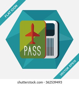 Passport icon, flat icon with long shadow