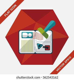 Passport icon, flat icon with long shadow