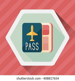 Passport icon, flat icon with long shadow