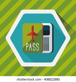 Passport icon, flat icon with long shadow