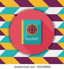 Passport icon, flat icon with long shadow
