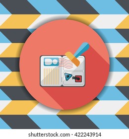 Passport icon, flat icon with long shadow