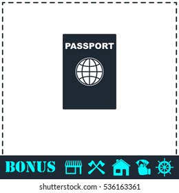Passport icon flat. Simple vector symbol and bonus icon