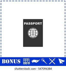 Passport icon flat. Simple vector symbol and bonus icon