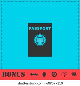Passport icon flat. Simple vector symbol and bonus icon