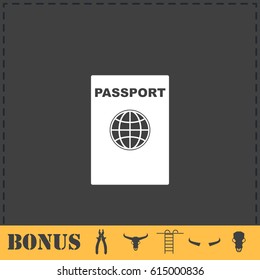 Passport icon flat. Simple vector symbol and bonus icon