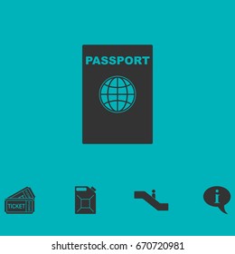 Passport icon flat. Simple vector symbol and bonus icon