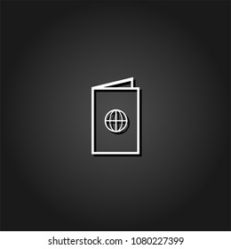 Passport icon flat. Simple White pictogram on black background with shadow. Vector illustration symbol