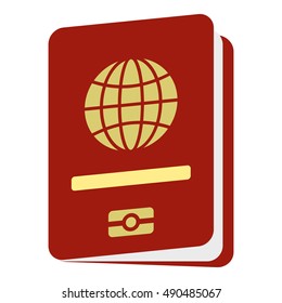 Passport icon in flat style isolated on white background. Document symbol vector illustration