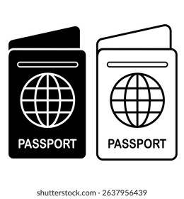 passport icon, flat style pictogram icon for ui or ux mobile app, vector illustration logo symbol design, isolated on white