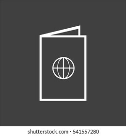 Passport icon flat. Vector white illustration isolated on black background. Flat symbol