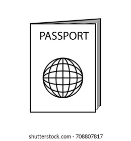 Passport icon with globe on white background