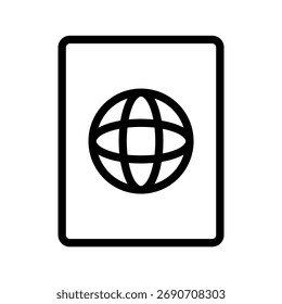 Ícone do Passport, globo - contorno do documento de viagem