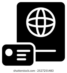 passport icon with glyph style. Suitable for website design, logo, app and UI. Based on the size of the icon in general, so it can be reduced.