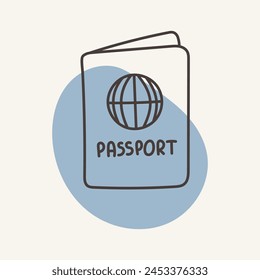 Icono de Pasaporte. Ilustración de contorno de Vector dibujado a mano.