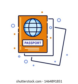 Passport icon, isolated object. Thin line flat style.