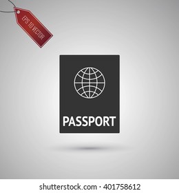 Passport icon isolated on gray background. EPS 10 vector