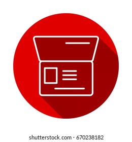 Passport icon isolated on red background with long shadow. flat icon