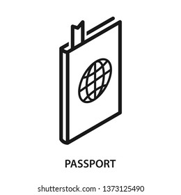 Passport icon. Isometric line. Vector. Isolate on white background.