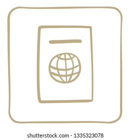 
passport - icon in a light brown frame. Vector graphics.