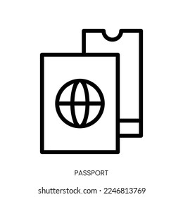 passport icon. Line Art Style Design Isolated On White Background