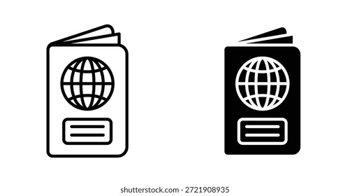 Ícone do Passport. Linha com traçado editável e plana para Web