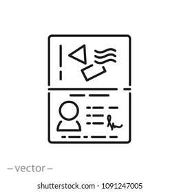 passport icon, line sign - vector illustration eps10