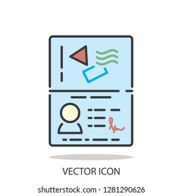passport icon, line sign - vector illustration eps10