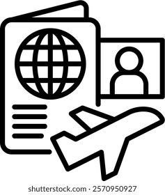 Passport Icon Line Vector Illustration